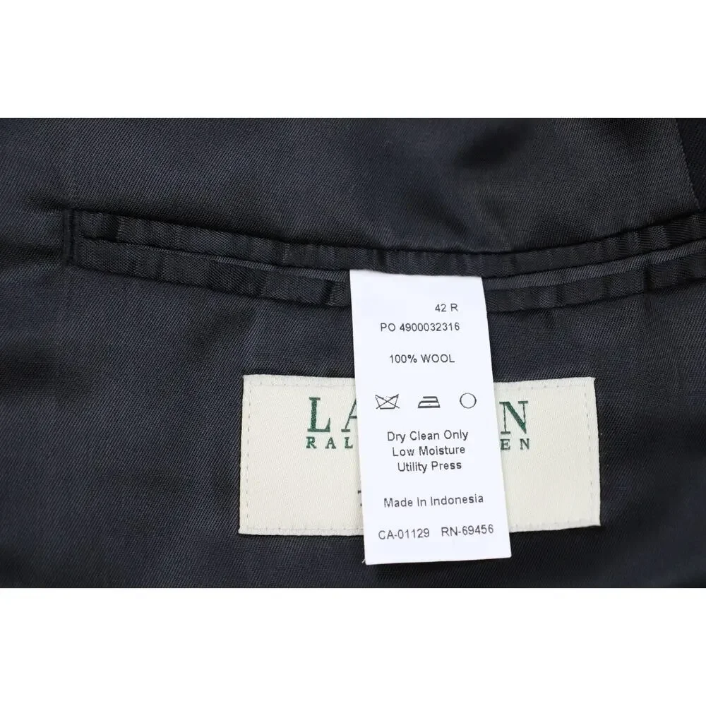 Lauren Ralph Lauren Blazer Mens 40R Black 100% Trim Fit 2-Button Single Breasted